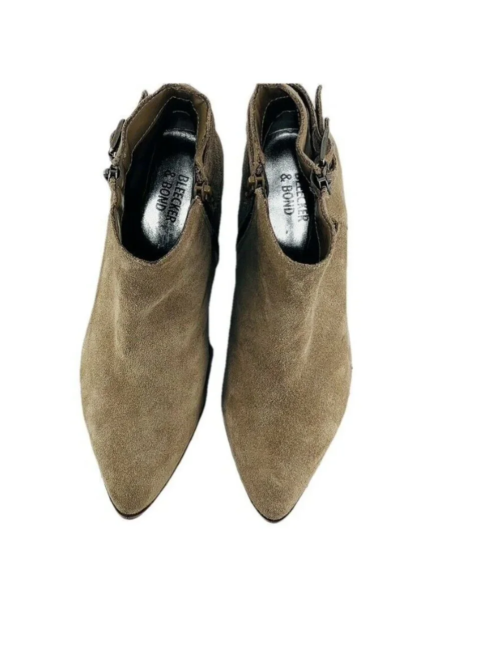 Bleecker & Bond Womens Suede Ankle Boots With Buckles & Side Zipper - Size 7.5 -